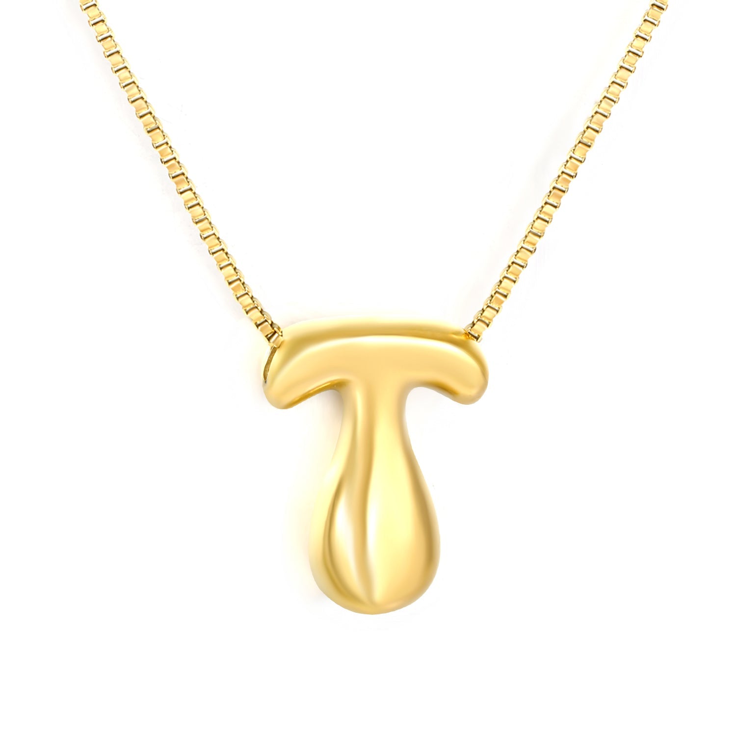 Alphabet Pendant A-Z 1.2 Box 40+5cm + 6mm Round Tail Tag Necklace Gold asonjewelry